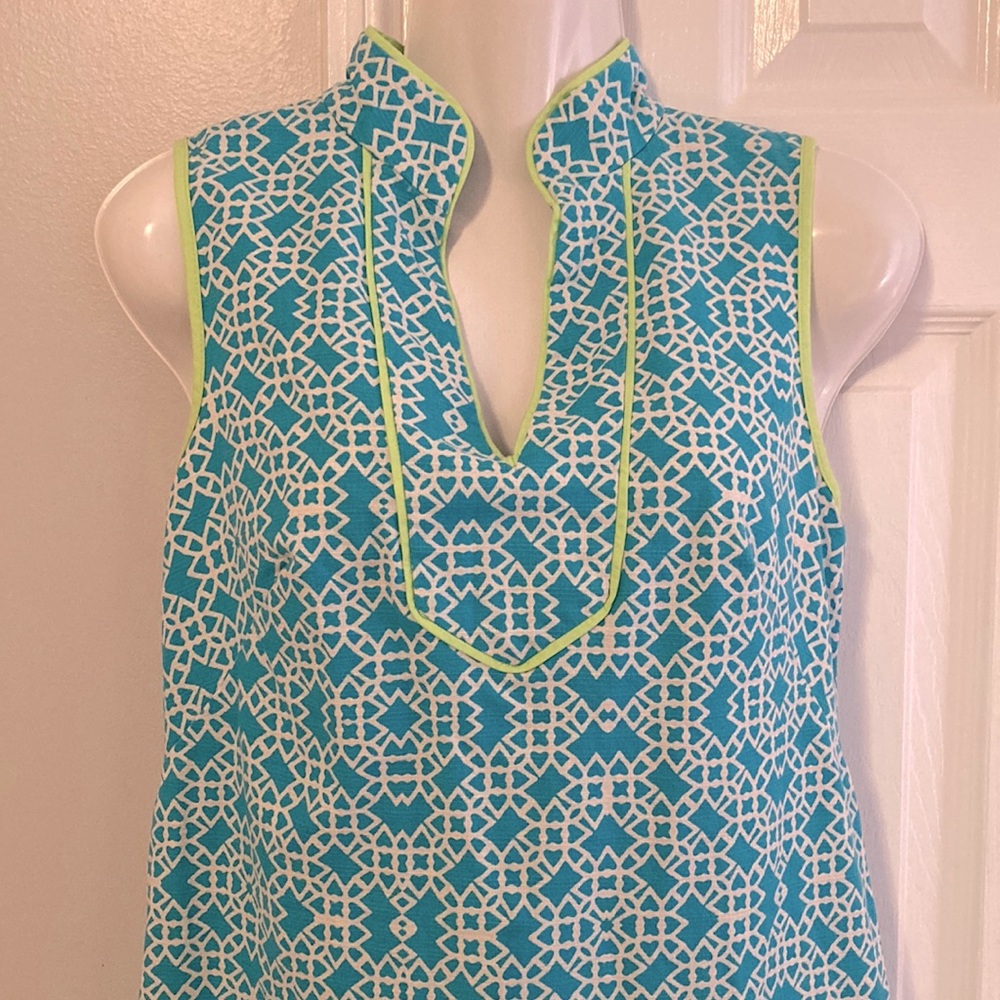 Eliza J beautiful dress size 4 blue and white with green trim